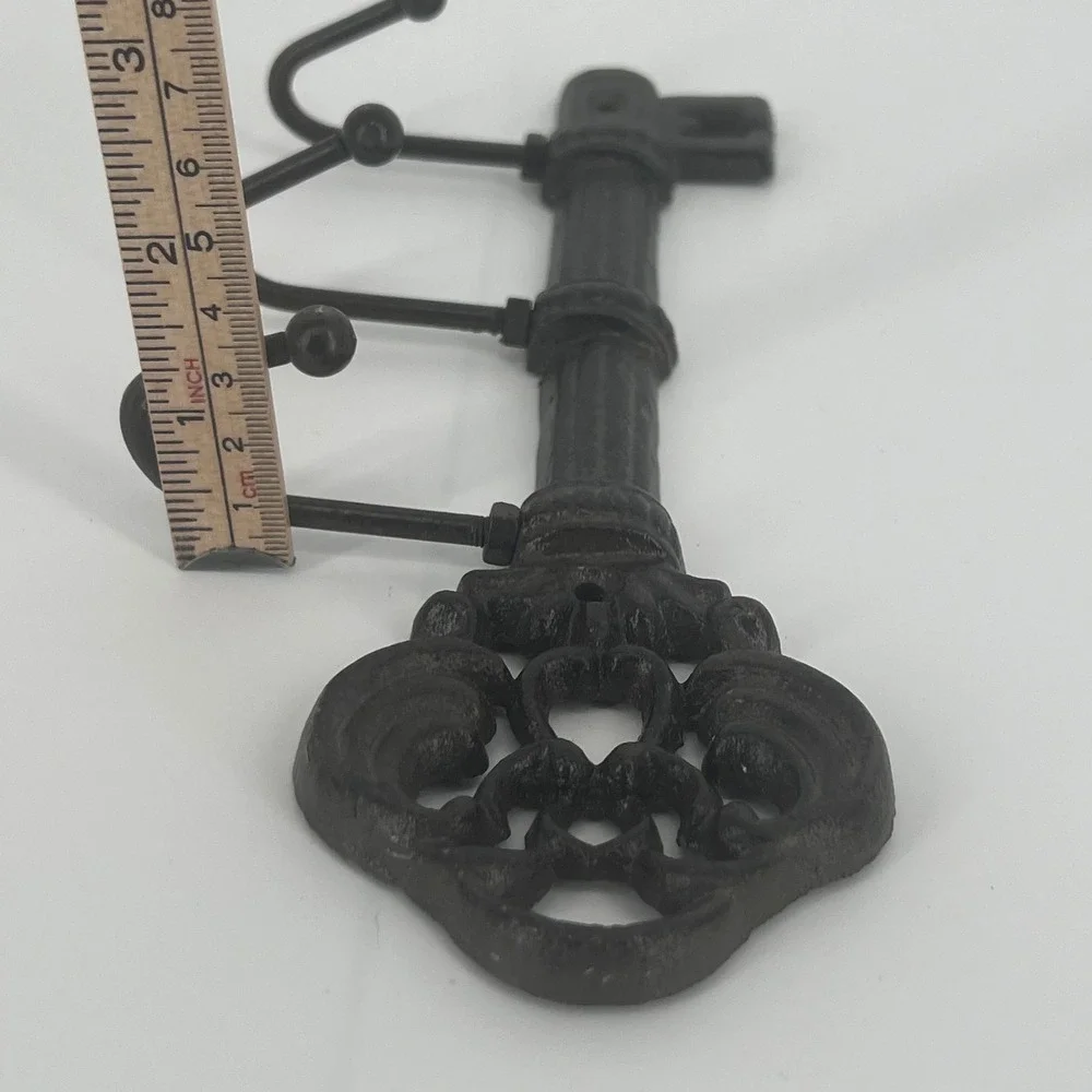 Skeleton Key Wall Hook Rack Cast Iron Victorian Black Rustic Whimsygoth 9.5